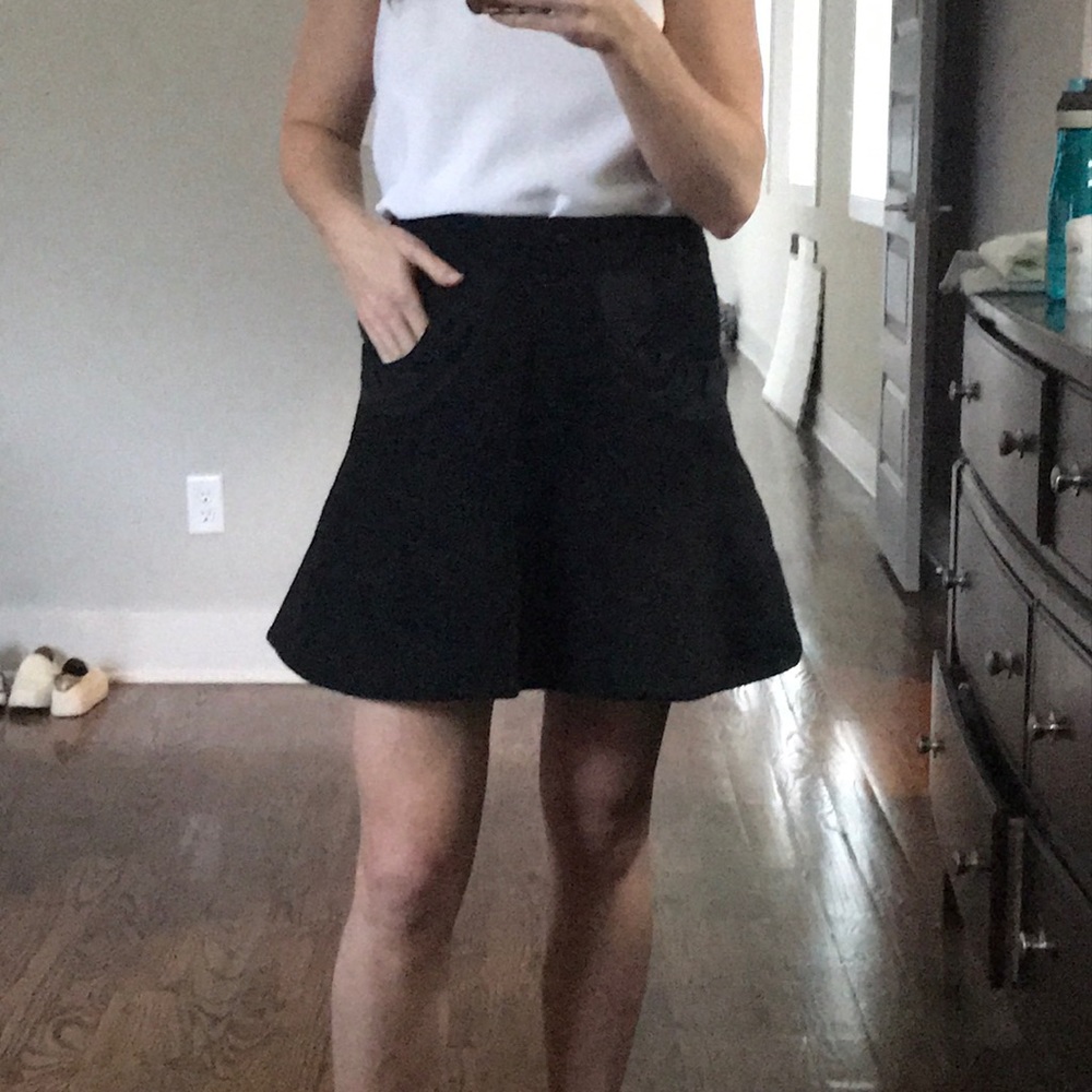 Wool mini flare skirt with pockets